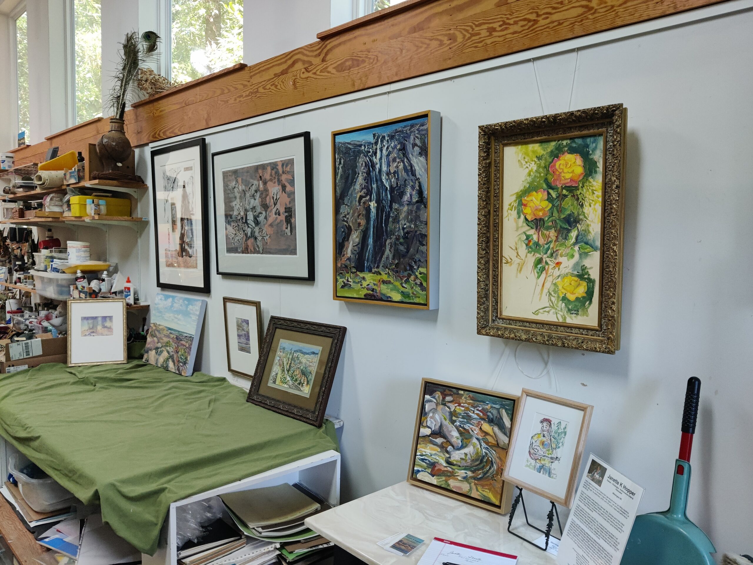 A selection of paintings in Janette Hopper's studio.