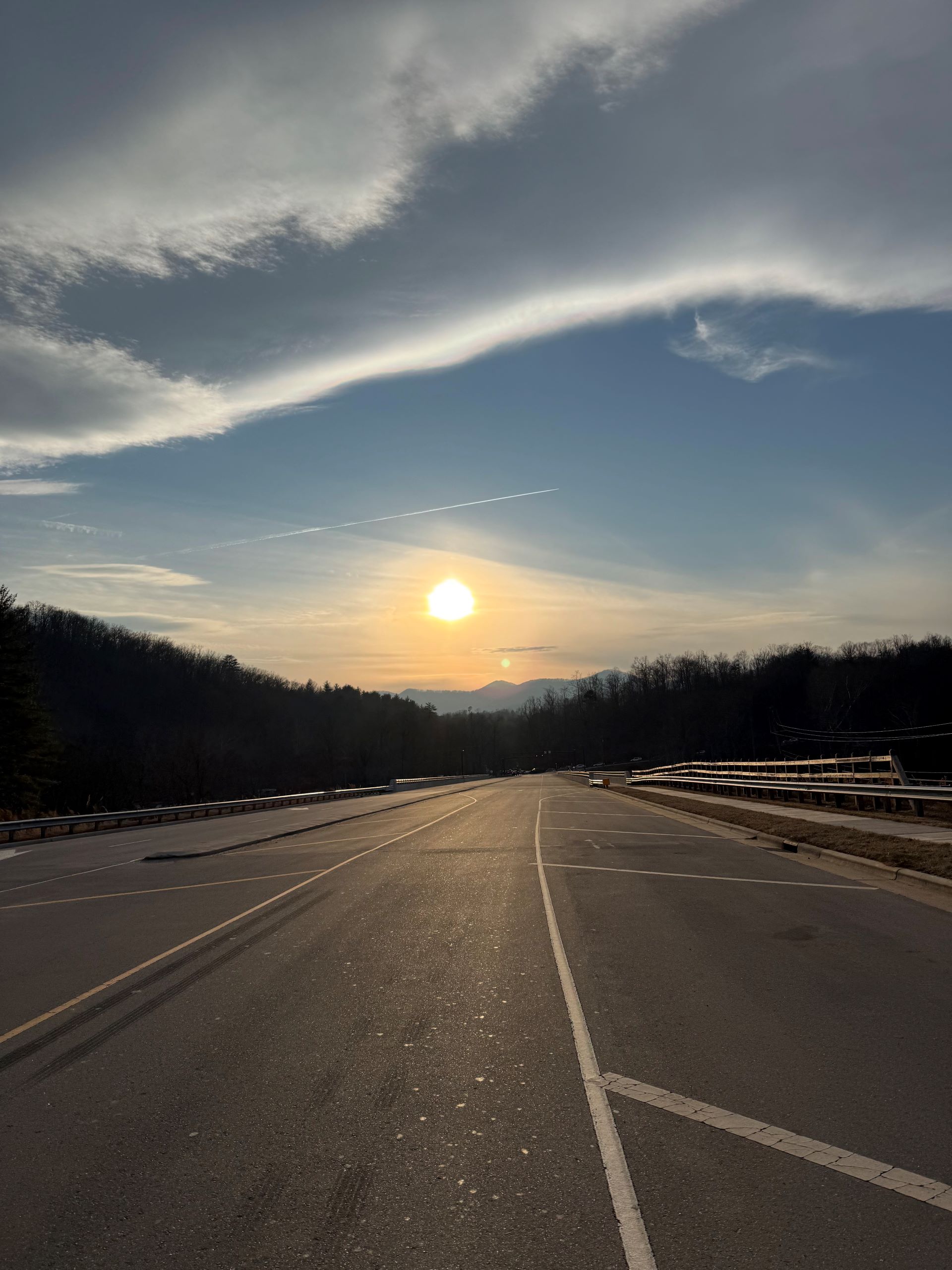 Picture of the sun setting behind the Appalachian Mountains